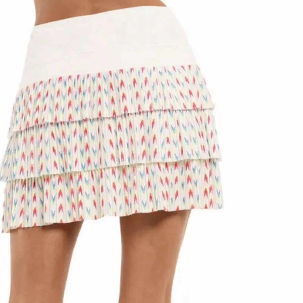 Lucky In Love Size XS White Blue Pleated Tiered Tennis Skort Pickleball Golf NWT